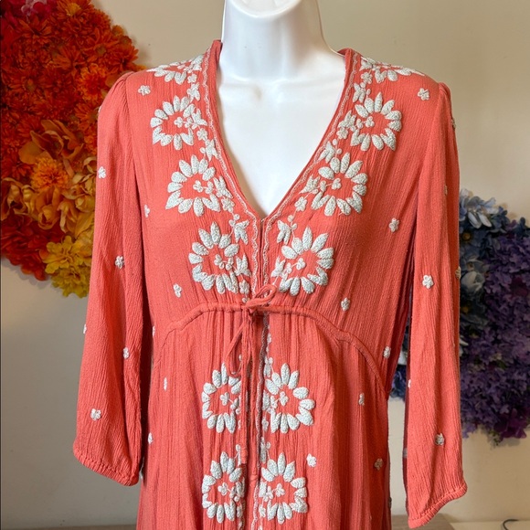 FREE PEOPLE Embroidered Fable Dress Floral Embroidered Midi - Picture 8 of 13